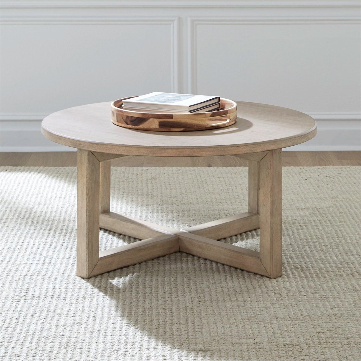 Proximity Place - Round Cocktail Table - Barley Buff Cocktail Tables by Liberty Furniture - Walls Furniture & Mattress
