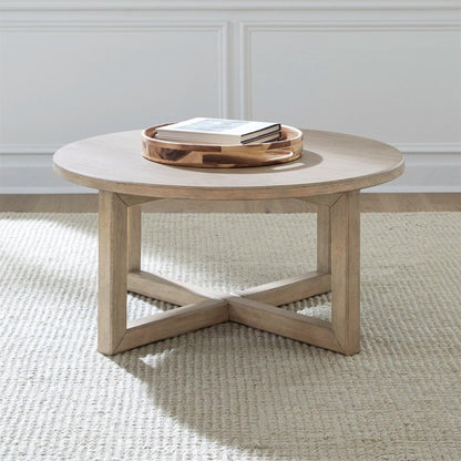 Proximity Place - Round Cocktail Table - Barley Buff Cocktail Tables by Liberty Furniture - Walls Furniture & Mattress