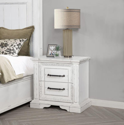 Mckinney - 2 - Drawer Nightstand With Dual USB - Vintage White Nightstands w/ Charging Stations by Coaster Fine Furniture - Walls Furniture & Mattress