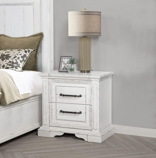 Mckinney - 2 - Drawer Nightstand With Dual USB - Vintage White Nightstands w/ Charging Stations by Coaster Fine Furniture - Walls Furniture & Mattress