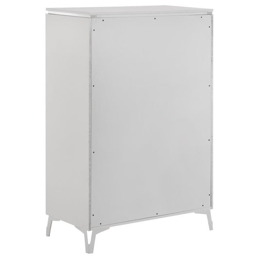 Cassia - 5 - Drawer Bedroom Chest Of Drawers - White High Gloss Accent Chests by Coaster Fine Furniture - Walls Furniture & Mattress