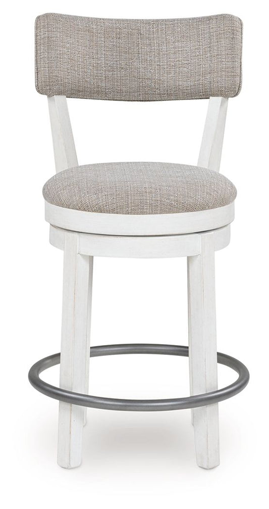 Robbinsdale - Antique White - Upholstered Swivel Barstool (Set of 2) Stool Sets by Signature Design by Ashley® - Walls Furniture & Mattress