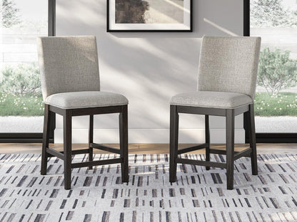Neymorton - Upholstered Barstool (Set of 2) - Dark Grayish Brown Stool Sets by Signature Design by Ashley® - Walls Furniture & Mattress