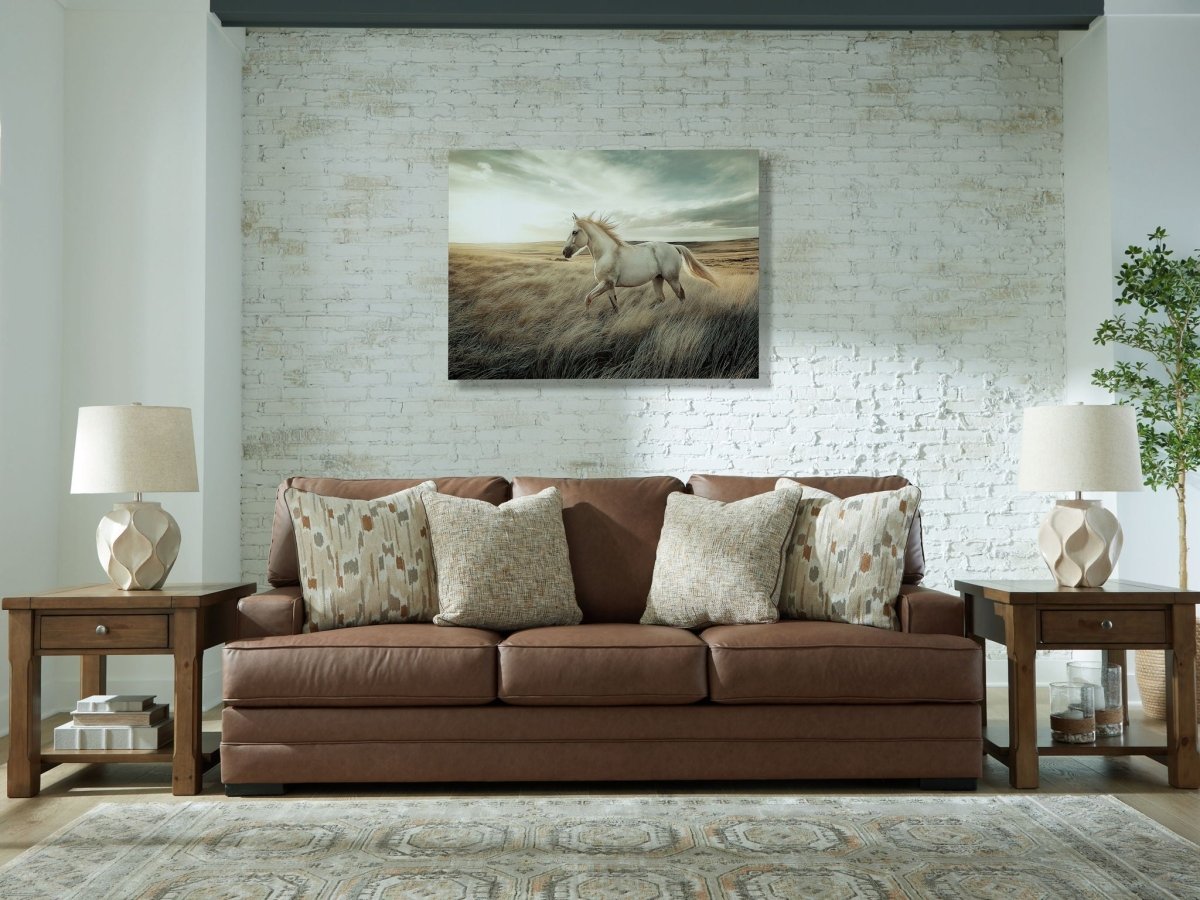 VillaCourt - Caramel - Sofa Stationary Sofas by Benchcraft® - Walls Furniture & Mattress
