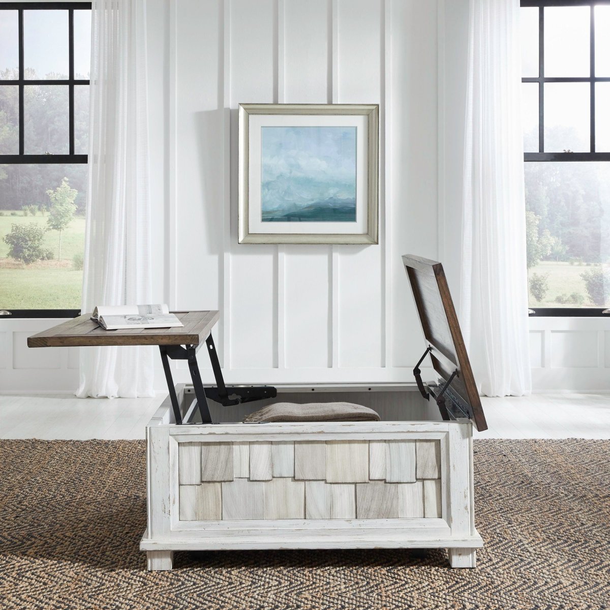 River Place - Lift Top Storage Cocktail Table - White Cocktail Tables by Liberty Furniture - Walls Furniture & Mattress