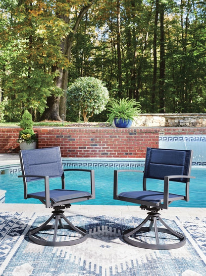 Rocky Creek - Sling Swivel Chair (Set of 2) - Blue / Gray Chair Sets by Signature Design by Ashley® - Walls Furniture & Mattress