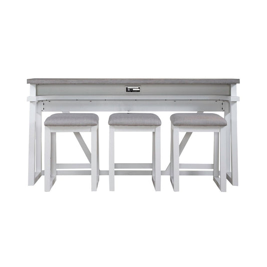 Palmetto Heights - 4 Piece Console Set (Console 3 Stools) - White 4 Piece Living Room Sets by Liberty Furniture - Walls Furniture & Mattress