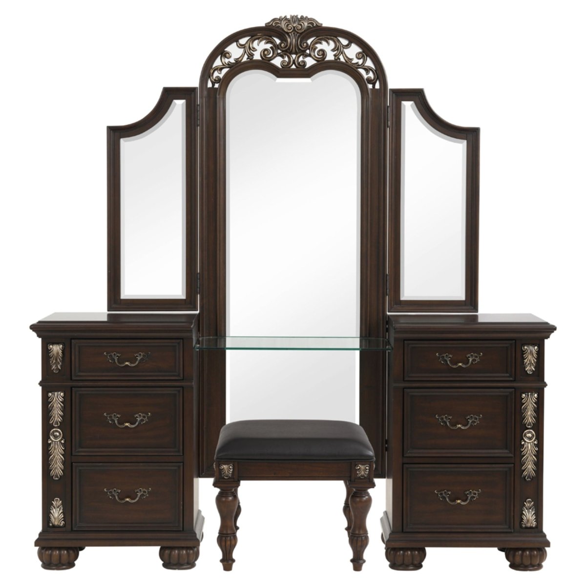 Maximus - 3 Piece Vanity Set - Madeira Vanity Sets by New Classic - Walls Furniture & Mattress