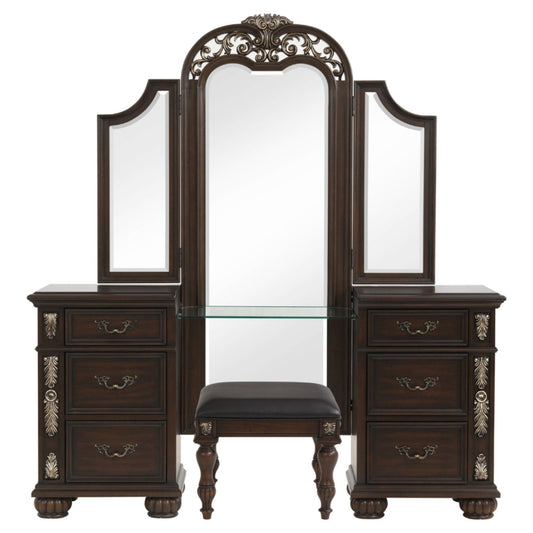 Maximus - 3 Piece Vanity Set - Madeira Vanity Sets by New Classic - Walls Furniture & Mattress