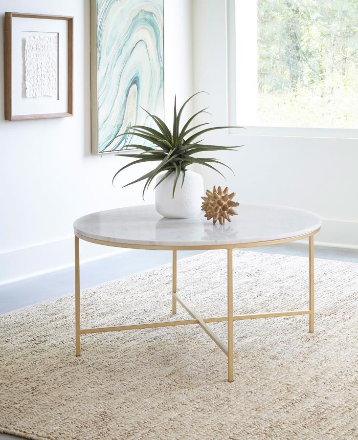 Ellison - Round Marble Top Table End Tables by CoasterEssence - Walls Furniture & Mattress
