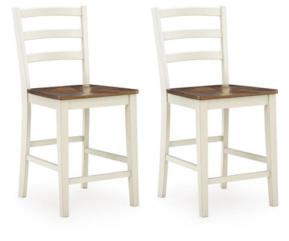 Brinfern - Barstool (Set of 2) - Brown / Antique White Stool Sets by Signature Design by Ashley® - Walls Furniture & Mattress