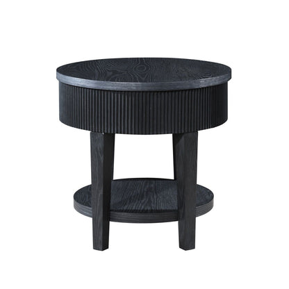 Tate - Round One Drawer End Table - Black End Tables by New Classic - Walls Furniture & Mattress