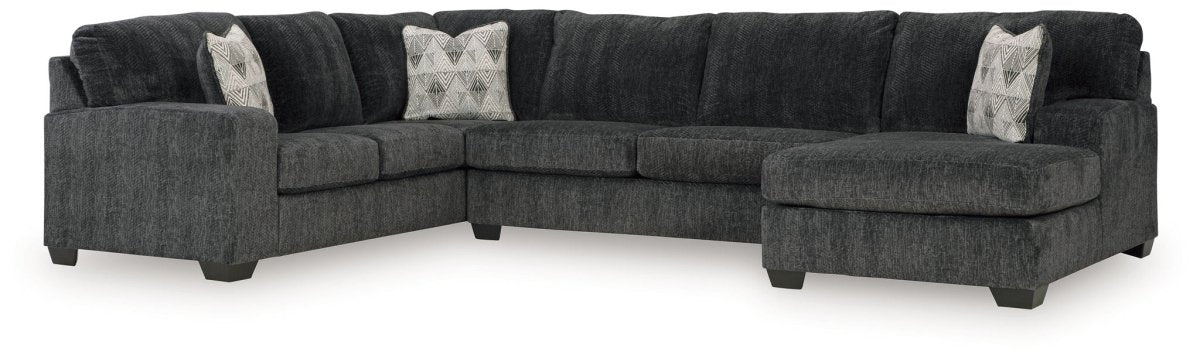 Hollyview - Shadow - 3 - Piece Sectional With Raf Corner Chaise Stationary Sectionals by Signature Design by Ashley® - Walls Furniture & Mattress