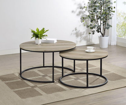 Lainey - 2 Piece Round Faux Marble Nesting Coffee Table Nesting Tables by CoasterEveryday - Walls Furniture & Mattress