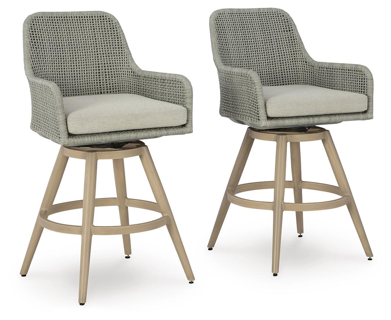 Seton Creek - Barstool With Cushion (Set of 2) - Beige / Gray Stool Sets by Signature Design by Ashley® - Walls Furniture & Mattress