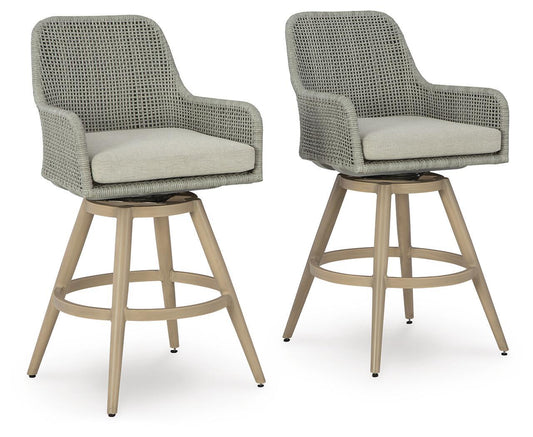 Seton Creek - Barstool With Cushion (Set of 2) - Beige / Gray Stool Sets by Signature Design by Ashley® - Walls Furniture & Mattress