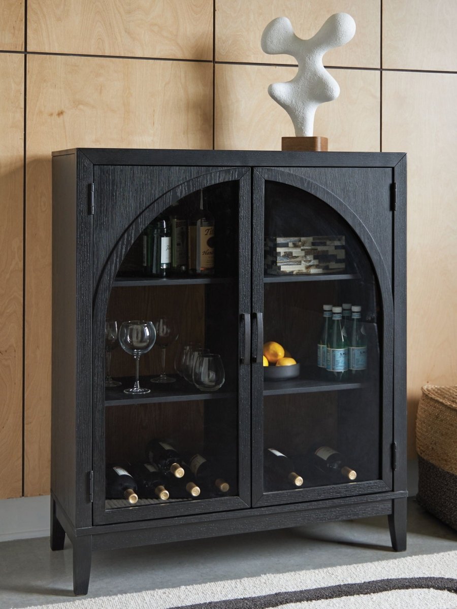 Armenleigh - Black / Brown - Bar Cabinet Wine Cabinets by Signature Design by Ashley® - Walls Furniture & Mattress