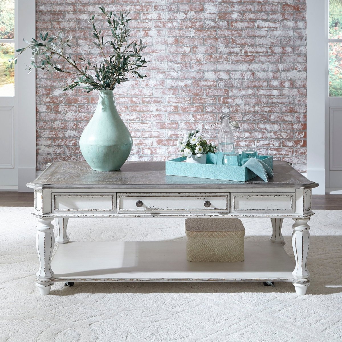 Magnolia Manor - Rectangular Cocktail Table - White Cocktail Tables by Liberty Furniture - Walls Furniture & Mattress