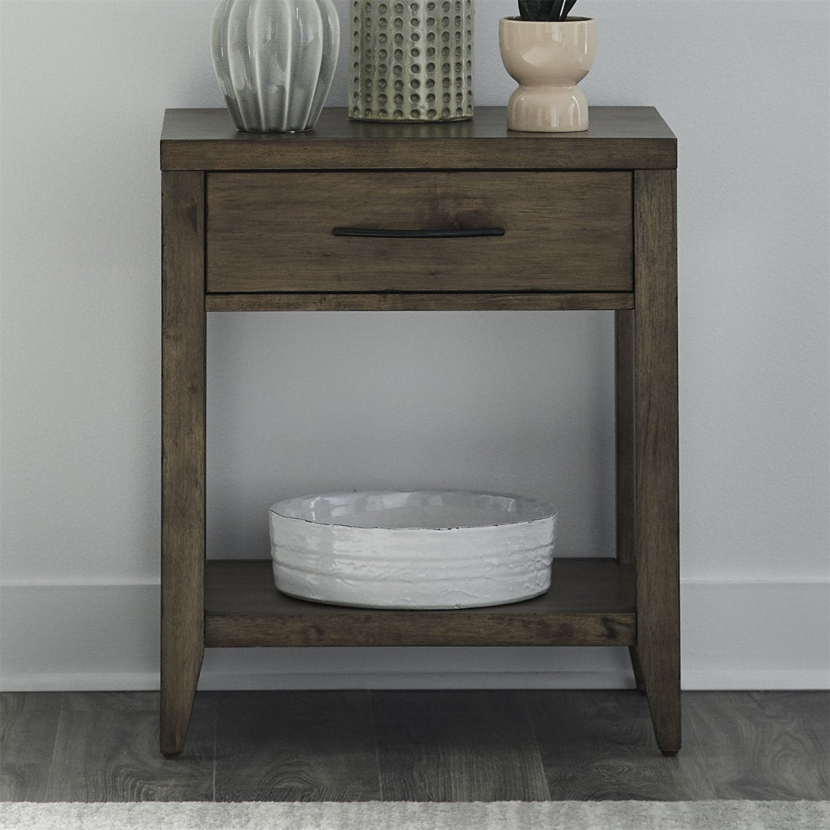 Shaker Lakes - Open Nightstand With Charging Station - Harvest Brown Nightstands w/ Charging Stations by Liberty Furniture - Walls Furniture & Mattress