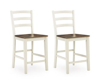 Brinfern - Barstool (Set of 2) - Brown / Antique White Stool Sets by Signature Design by Ashley® - Walls Furniture & Mattress