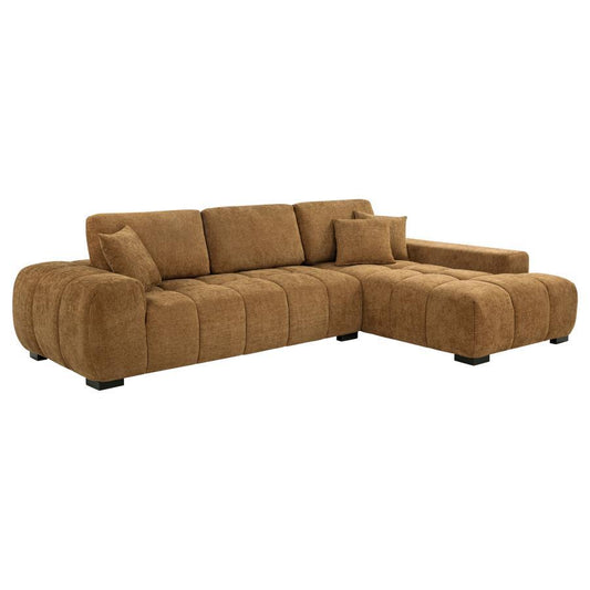 Octavia - Fabric Upholstered Sectional Chaise Sofa Stationary Sectionals by Coaster Fine Furniture - Walls Furniture & Mattress