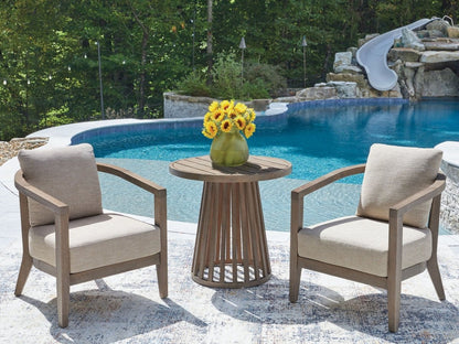 Joy Lagoon - Outdoor Chairs With Cushions/Table (Set of 3) - Beige 3 Piece Outdoor Sets by Signature Design by Ashley® - Walls Furniture & Mattress