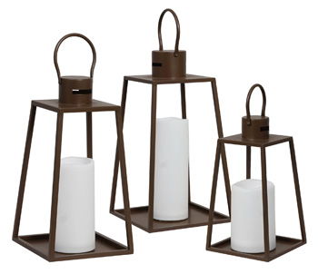 Elmsworth - Indoor/Outdoor Lantern Set (Set of 3) - Brown Lanterns by Signature Design by Ashley® - Walls Furniture & Mattress