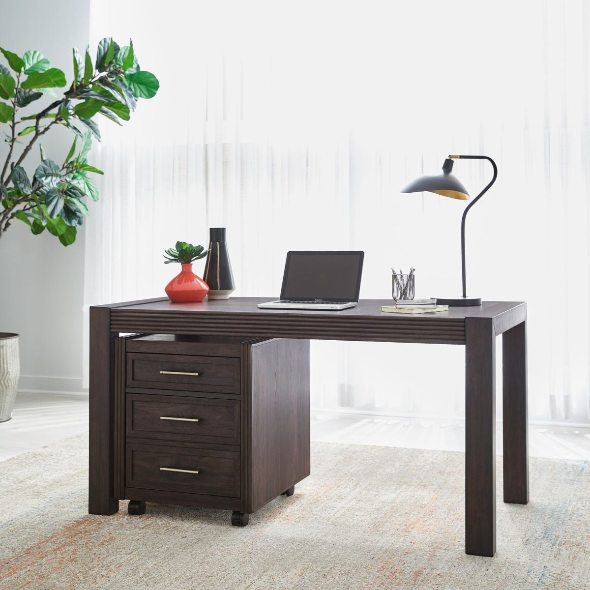 Modern Edge - 2 Piece Desk Set - Caffe 2 Piece Home Office Sets by Liberty Furniture - Walls Furniture & Mattress