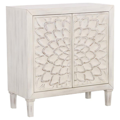 Clarkia - Accent Cabinet With Floral Carved Door - White Accent Cabinets by CoasterElevations - Walls Furniture & Mattress