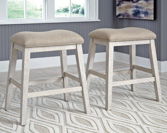 Skempton - Upholstered Stool (Set of 2) - White Stool Sets by Signature Design by Ashley® - Walls Furniture & Mattress