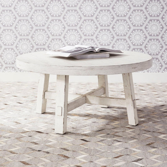 Modern Farmhouse - Splay Leg Round Cocktail Table Cocktail Tables by Liberty Furniture - Walls Furniture & Mattress
