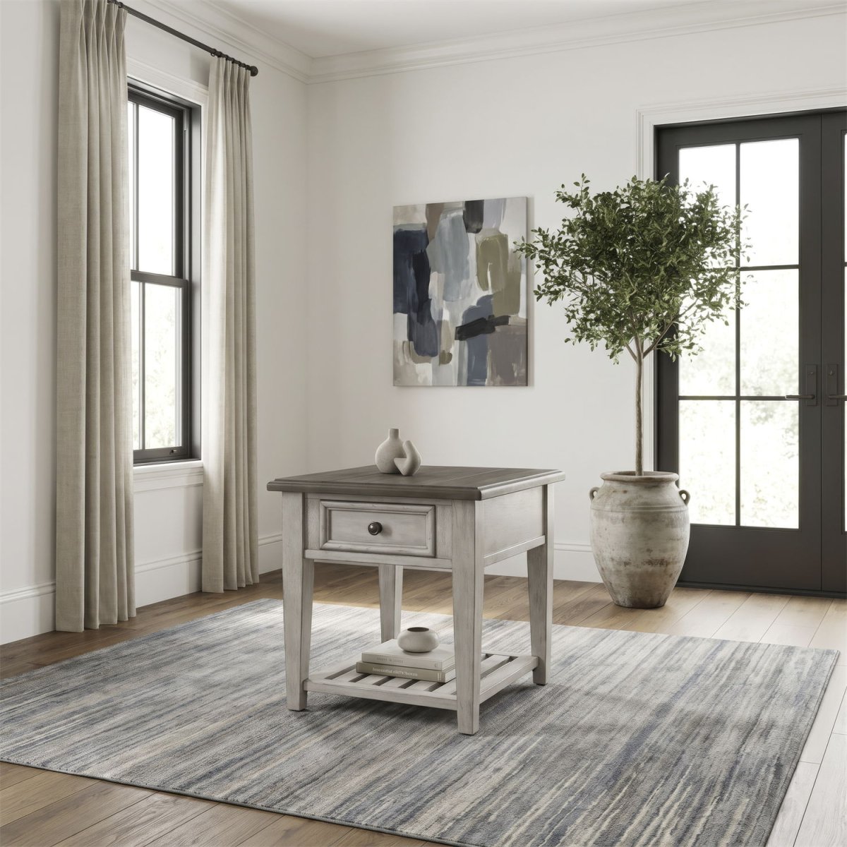 Heartland - Drawer End Table - Antique White / Tobacco Tops End Tables by Liberty Furniture - Walls Furniture & Mattress