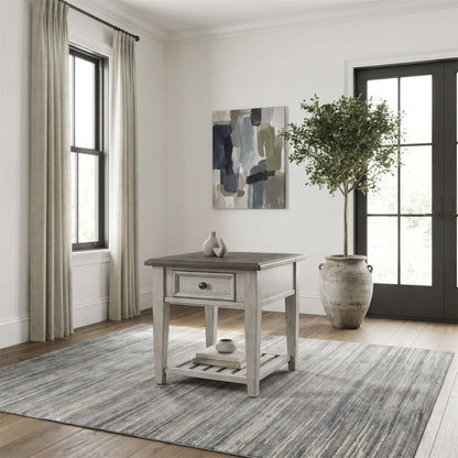 Heartland - Drawer End Table - Antique White / Tobacco Tops End Tables by Liberty Furniture - Walls Furniture & Mattress