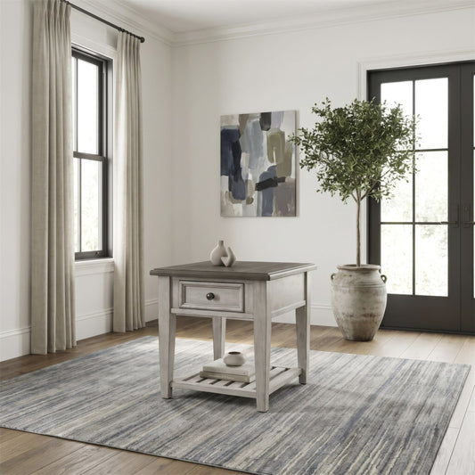 Heartland - Drawer End Table - Antique White / Tobacco Tops End Tables by Liberty Furniture - Walls Furniture & Mattress