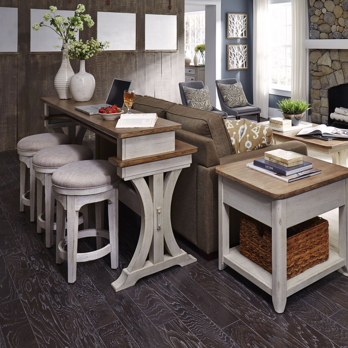Farmhouse Reimagined - 4 Piece Dining Room Set - White 4 Piece Dining Room Sets by Liberty Furniture - Walls Furniture & Mattress