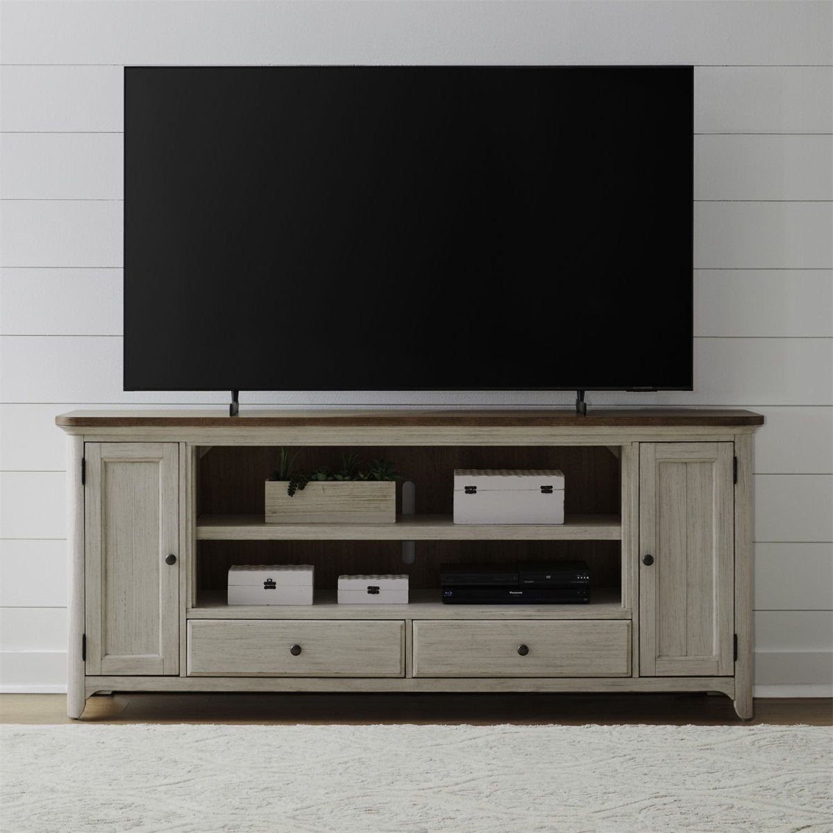 Fireplace TV Consoles - 80" Fireplace TV Console FTS - Brown Fireplace TV Stands by Liberty Furniture - Walls Furniture & Mattress