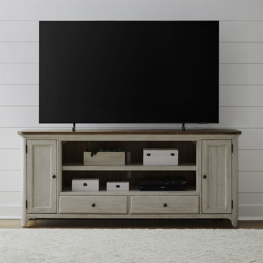 Fireplace TV Consoles - 80" Fireplace TV Console FTS - Brown Fireplace TV Stands by Liberty Furniture - Walls Furniture & Mattress