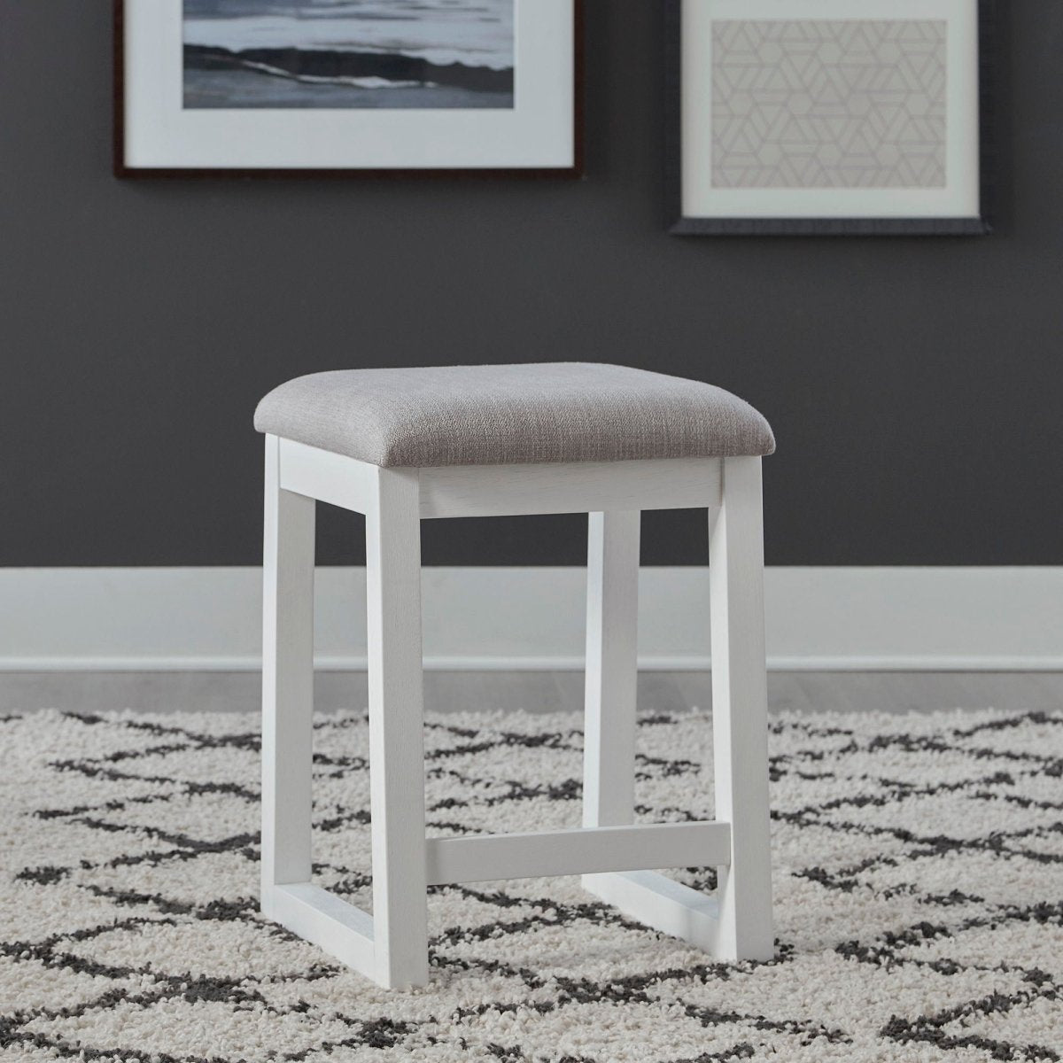 Palmetto Heights - Upholstered Console Stool - White Counter Height (24" - 27") by Liberty Furniture - Walls Furniture & Mattress