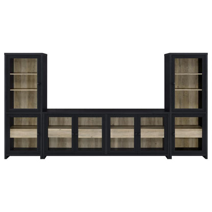 Denison - 3 Piece Entertainment Center 79" TV Stand - Black Entertainment Centers by Coaster Fine Furniture - Walls Furniture & Mattress