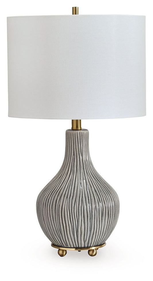 Judlen - Gray / Gold Finish - Ceramic Table Lamp Table Lamps by Signature Design by Ashley® - Walls Furniture & Mattress