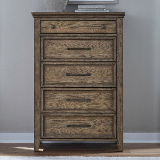 Carolina Park - 5 Drawer Chest - Brown Accent Chests by Liberty Furniture - Walls Furniture & Mattress