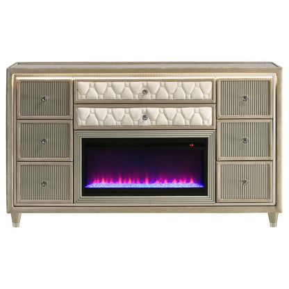 Lorient - 8 - Drawer LED Bedroom Flame Box Dresser Dressers by Coaster Fine Furniture - Walls Furniture & Mattress