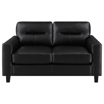 Scotland - Faux Leather Upholstered Track Arm Loveseat Stationary Loveseats by Coaster Fine Furniture - Walls Furniture & Mattress