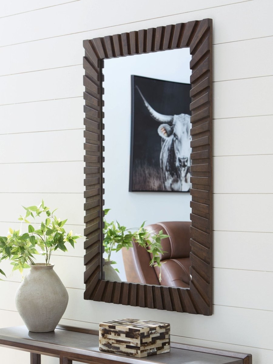 Advin - Dark Brown - Accent Mirror Accent Mirrors by Signature Design by Ashley® - Walls Furniture & Mattress