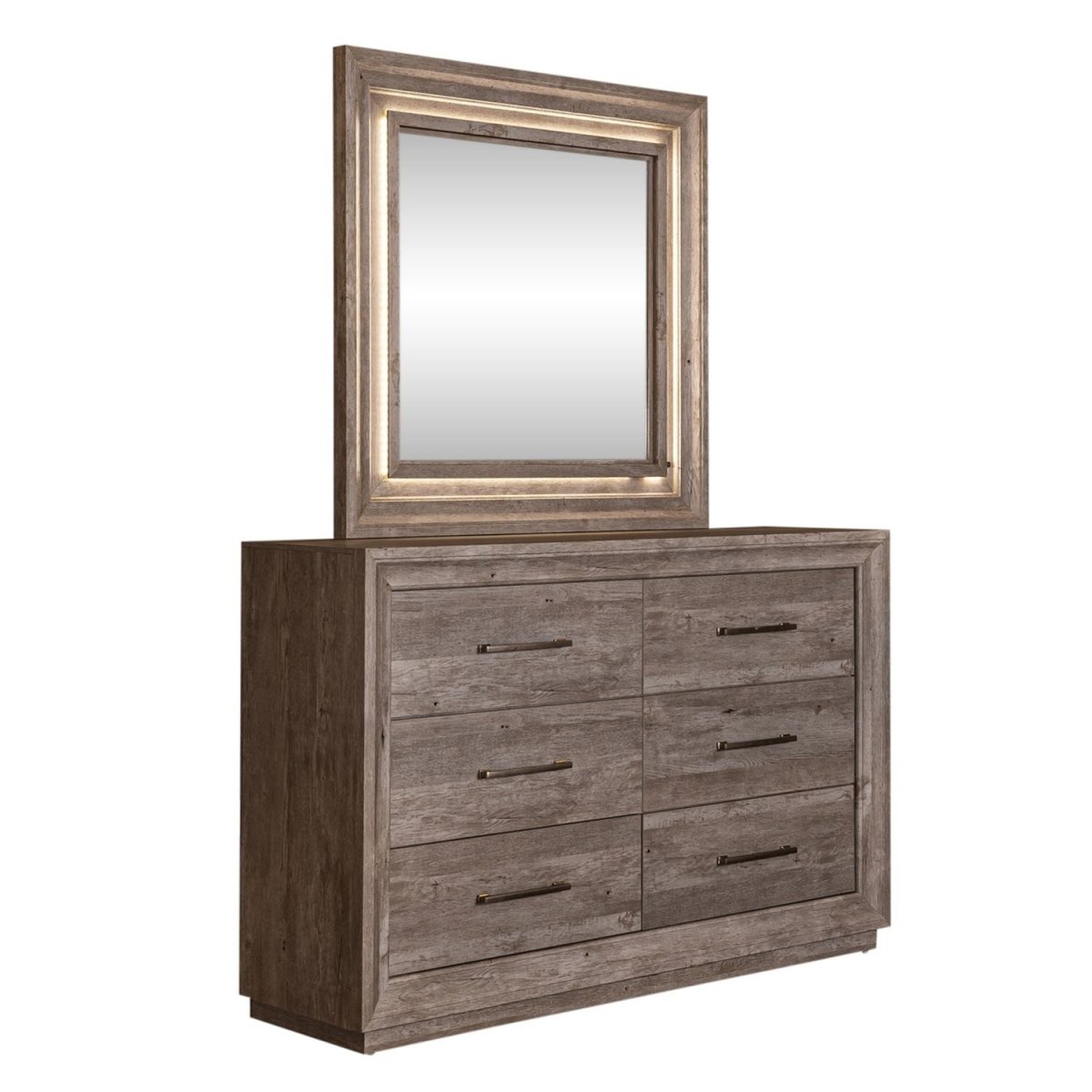 Horizons - Dresser & Mirror - Gray Dresser & Mirror by Liberty Furniture - Walls Furniture & Mattress