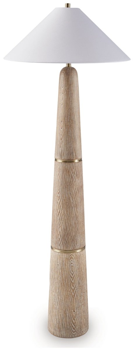 Gasparleigh - Poly Floor Lamp - Brown / Gold Finish Floor Lamps by Signature Design by Ashley® - Walls Furniture & Mattress