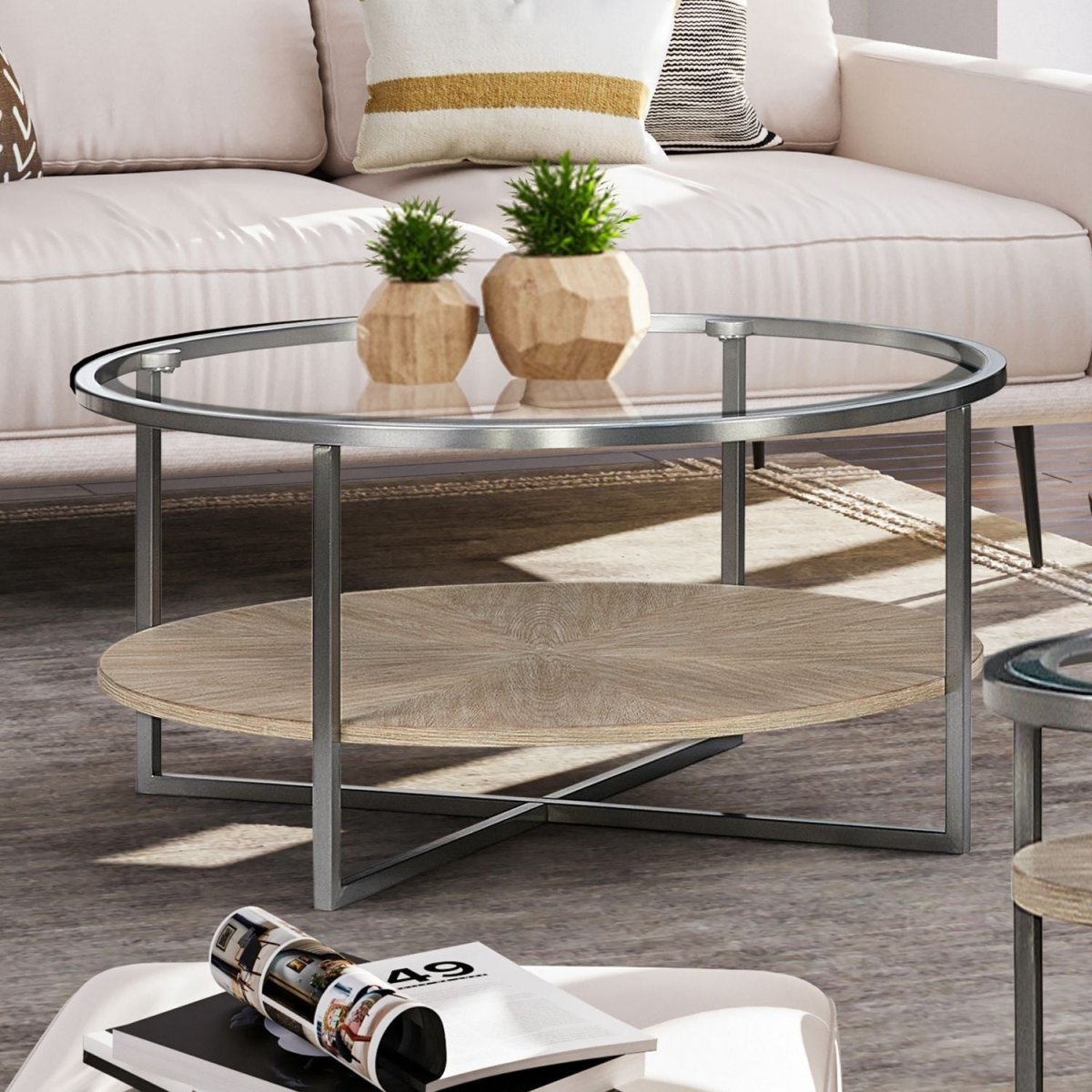 Paran Place - Round Cocktail Table - Natural Cocktail Tables by Liberty Furniture - Walls Furniture & Mattress