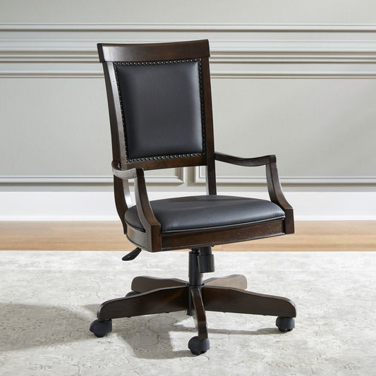 Brayton Manor - Jr Executive Desk Chair - Cognac Swivel Chairs by Liberty Furniture - Walls Furniture & Mattress