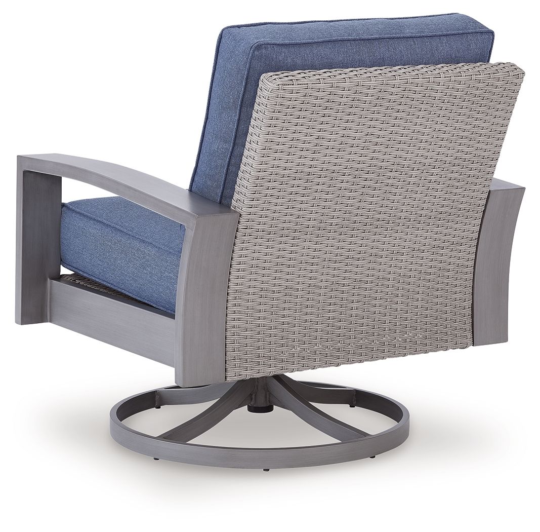 Half Moon Beach - Swivel Lounge With Cushion - Blue / Gray Swivel Chairs by Signature Design by Ashley® - Walls Furniture & Mattress