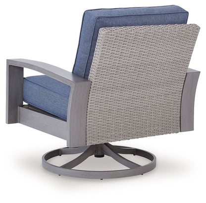Half Moon Beach - Swivel Lounge With Cushion - Blue / Gray Swivel Chairs by Signature Design by Ashley® - Walls Furniture & Mattress